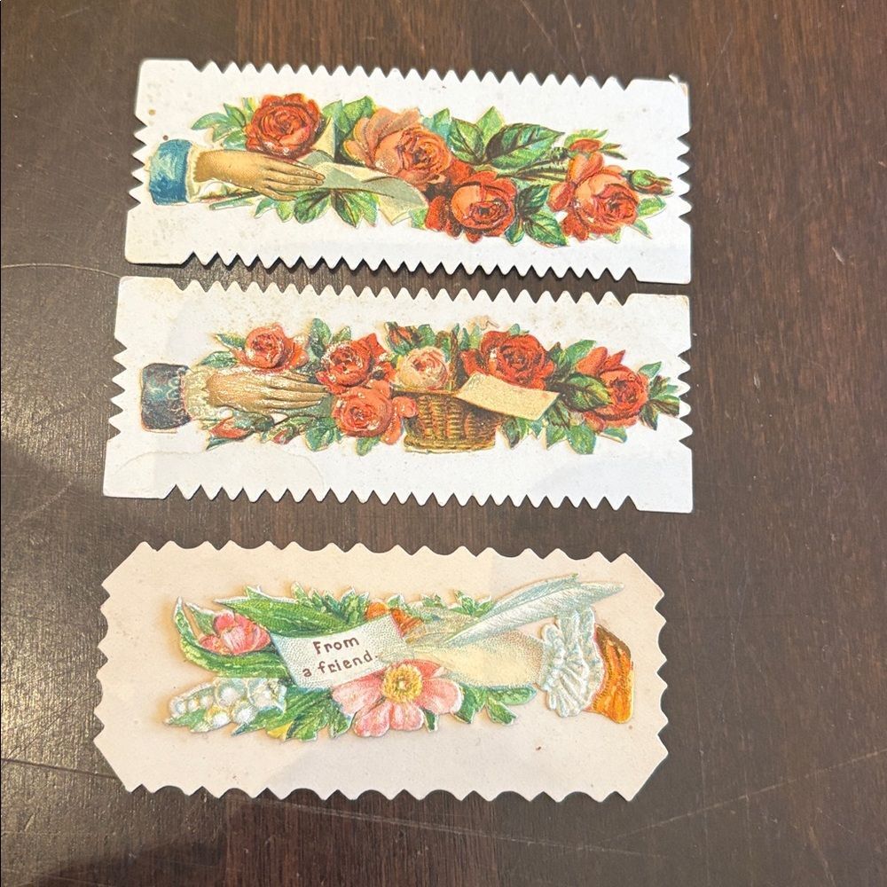 3 Victorian Die Cut Embossed Advertising Calling Visiting Card Lot c1880s